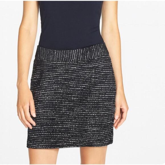 Cynthia Rowley skirt tweed/wool blend black & white mini career business SZ 2 - Picture 1 of 10